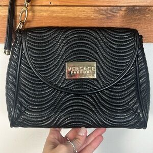 Authentic Versace Parfums black quilted clutch